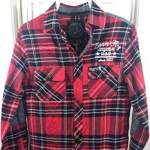 Born Fly Men's S NWT 100% cotton red plaid shirt